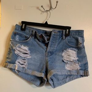 Ripped jean shorts